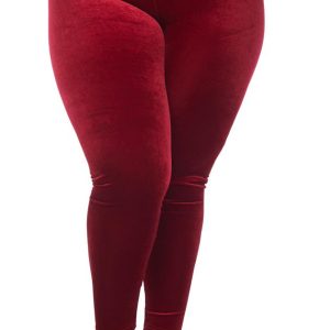 Plus Size Wine High Waisted Velvet Leggings